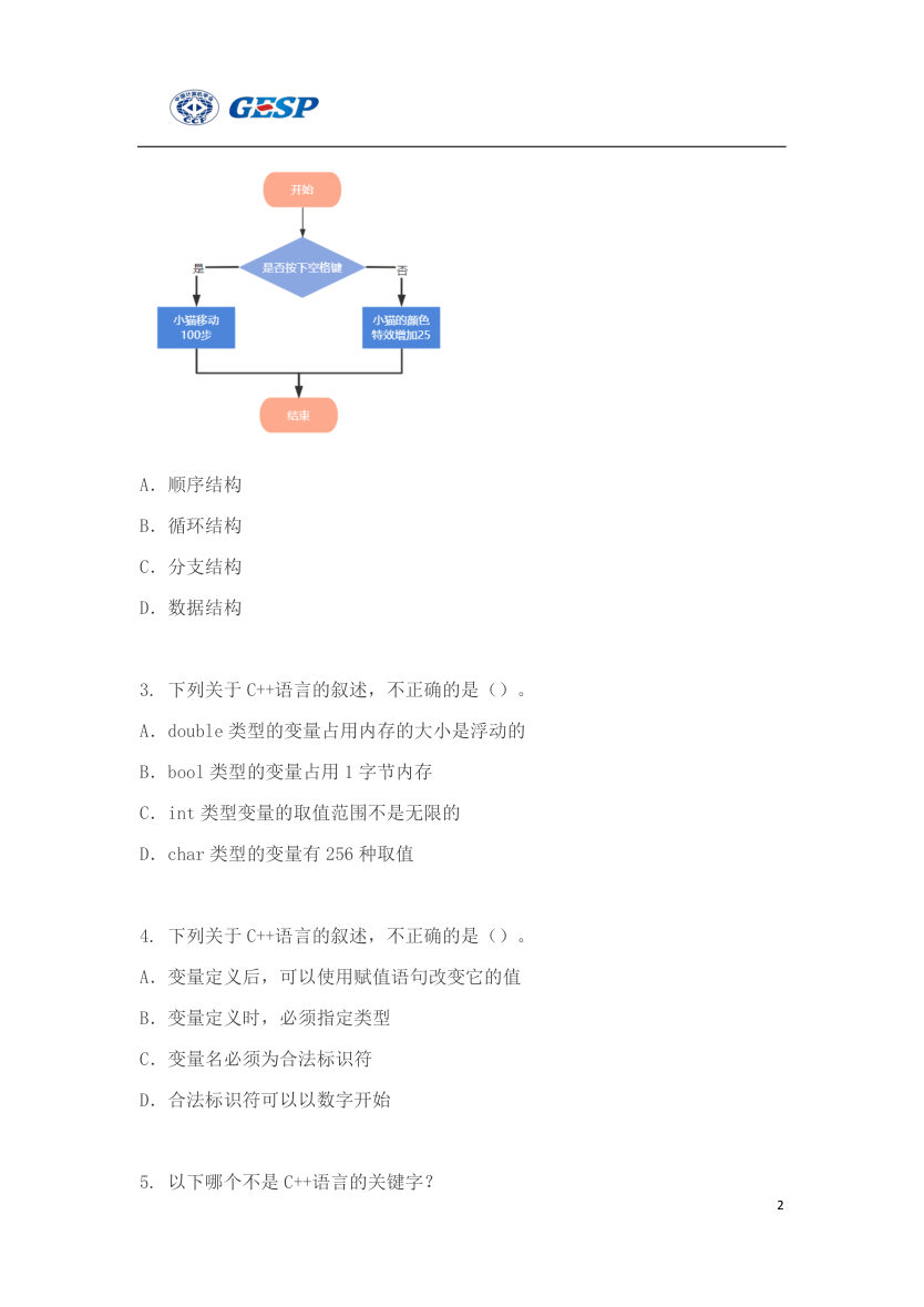 2023年3月GESP C++二级真题答案及试卷解析 第2页